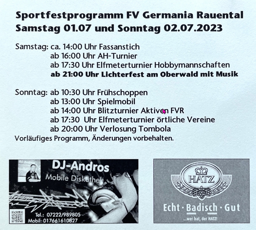 Programm Sportfest
